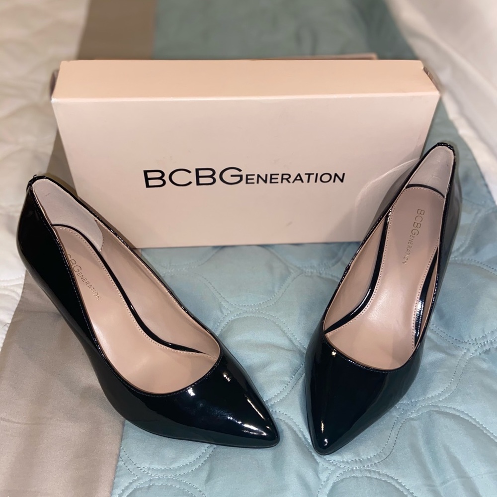 BCBG Black Patent Leather Pumps